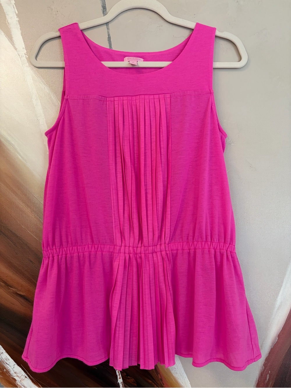 Lilly Pulitzer Hot Pink Pleated Sleeveless Top